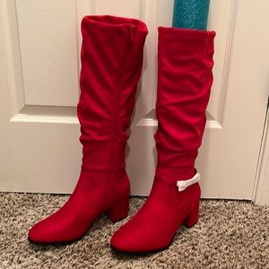 NEW RED SUEDE BOOTS